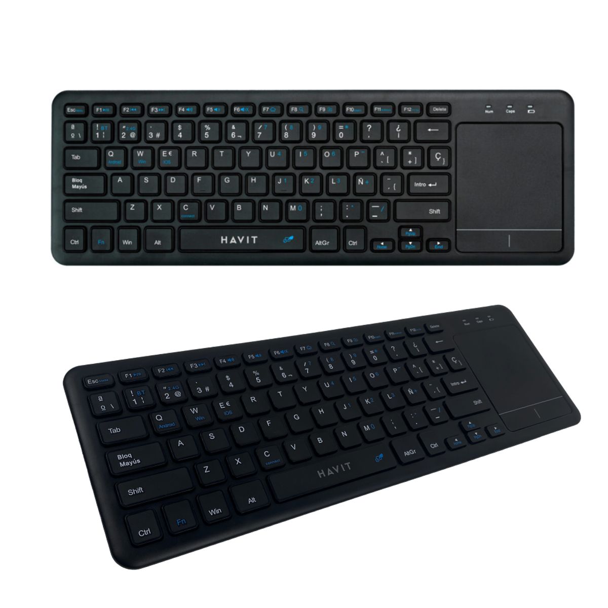 HAVIT - TECLADO HAVIT KB234WB CON TOUCH PAD INALAMBRICO BLUETOOTH MEMBRANA