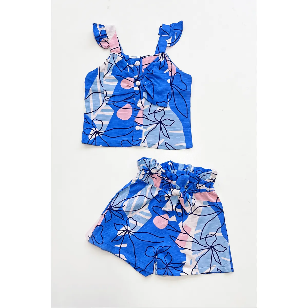 KIDS MASHMELO - Conjunto en Lino de Blusa con Short para niña Kids Mashmelo