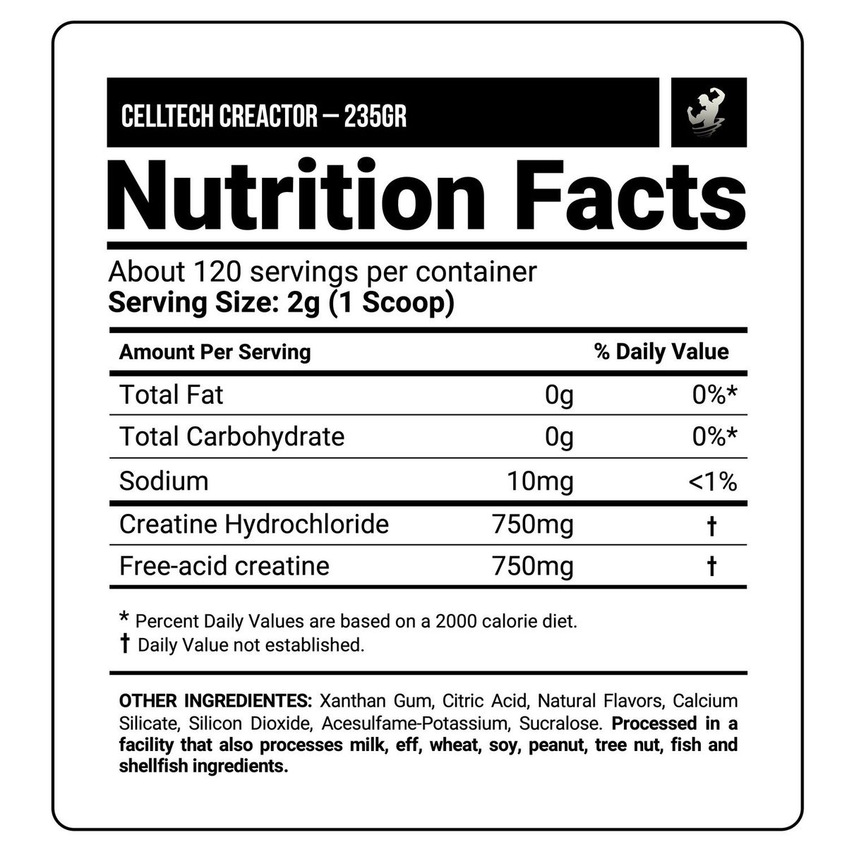 MUSCLETECH - Creatina Cell Tech Creactor 120 servicios - Sin Sabor