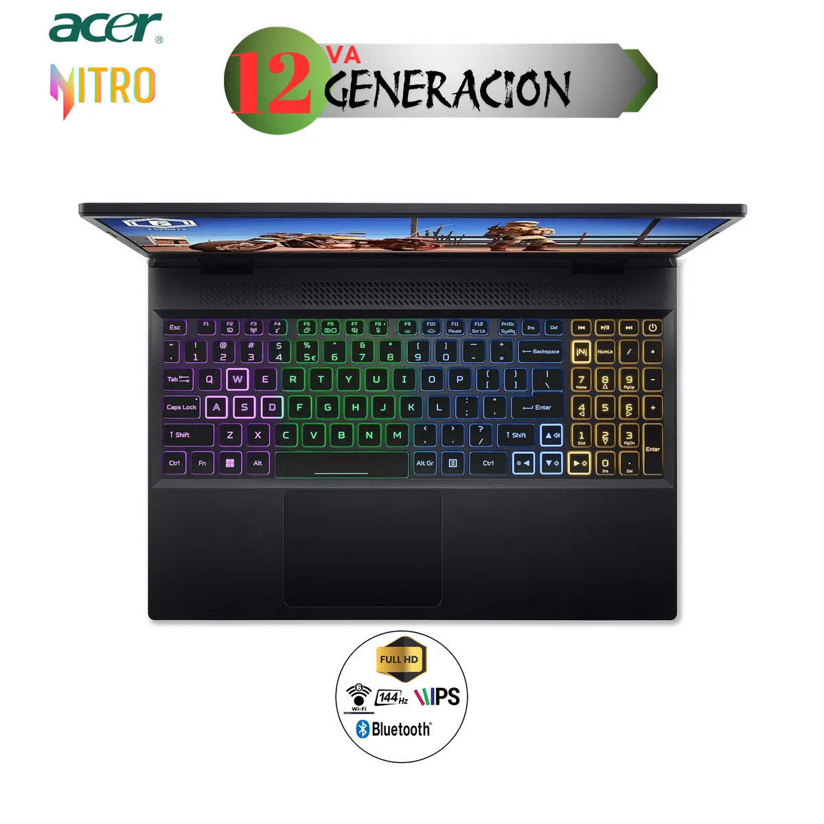 ACER - Laptop Acer Nitro 5 AN15-58-54ZF Core i5-12500H, 8GB RAM, 512GB SSD, RTX 3050 4GB, 15.6″ FHD