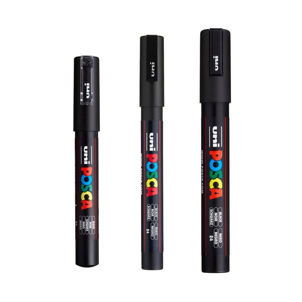 POSCA - POSCA Pack 3 Marcadores Negro PC-1M/3M/5M