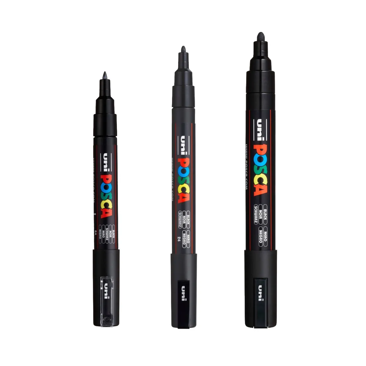 POSCA - POSCA Pack 3 Marcadores Negro PC-1M/3M/5M