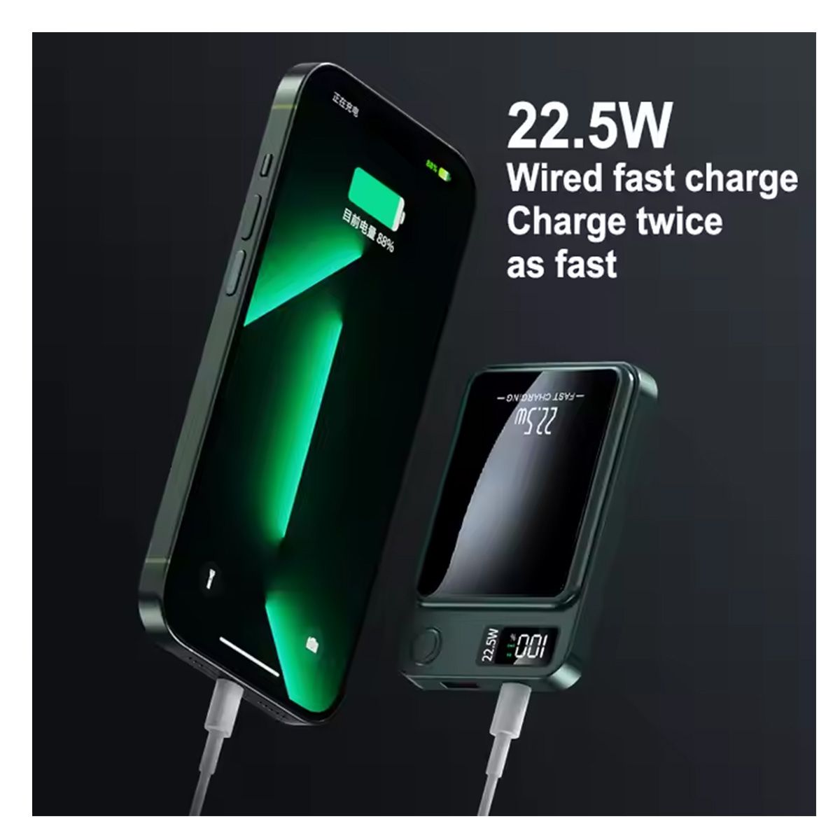 GENERICO - POWER BANK INALÁMBRICO MAGNÉTICO 15000MAH CARGA RAPIDA