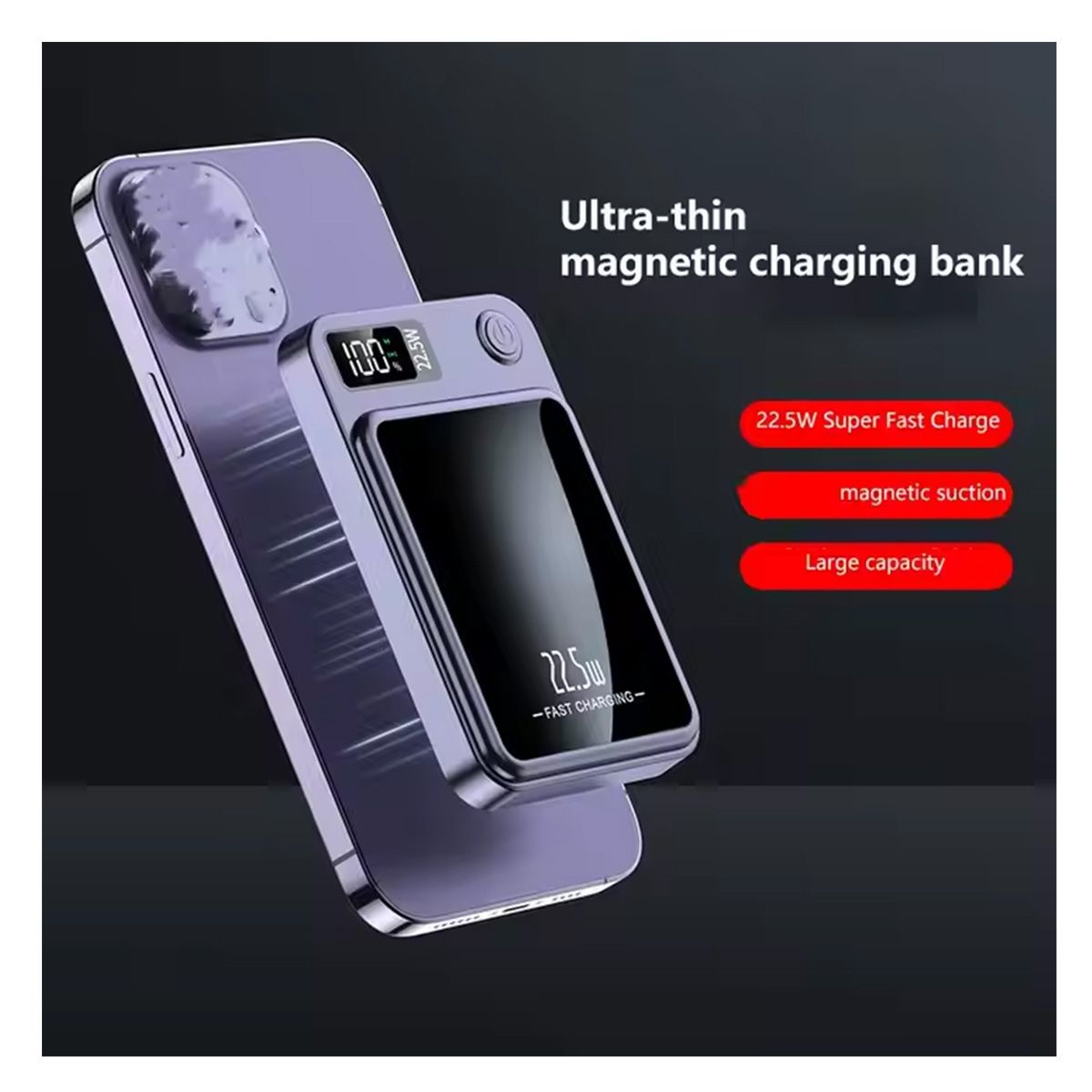 GENERICO - POWER BANK INALÁMBRICO MAGNÉTICO 15000MAH CARGA RAPIDA