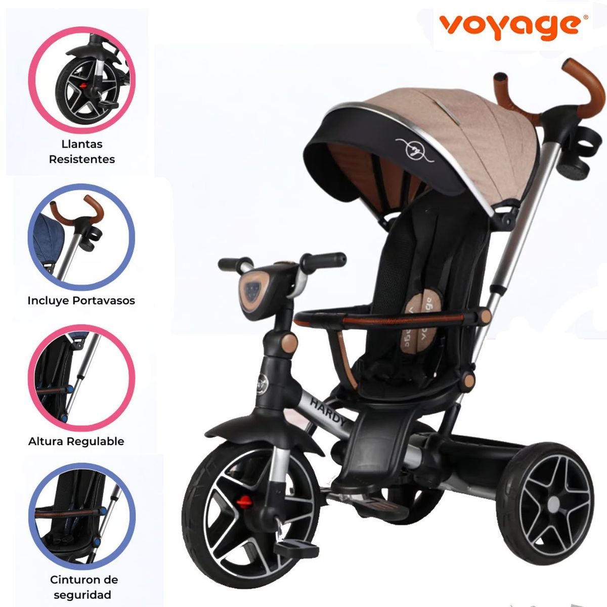 VOYAGE - Triciclo Guiador Reversible 360° «HARDY» Beige