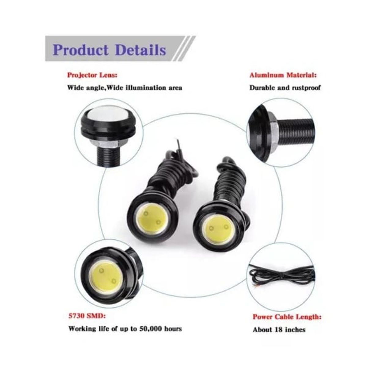 GENERICO - par de ojos de aguila led color rojo super brillante