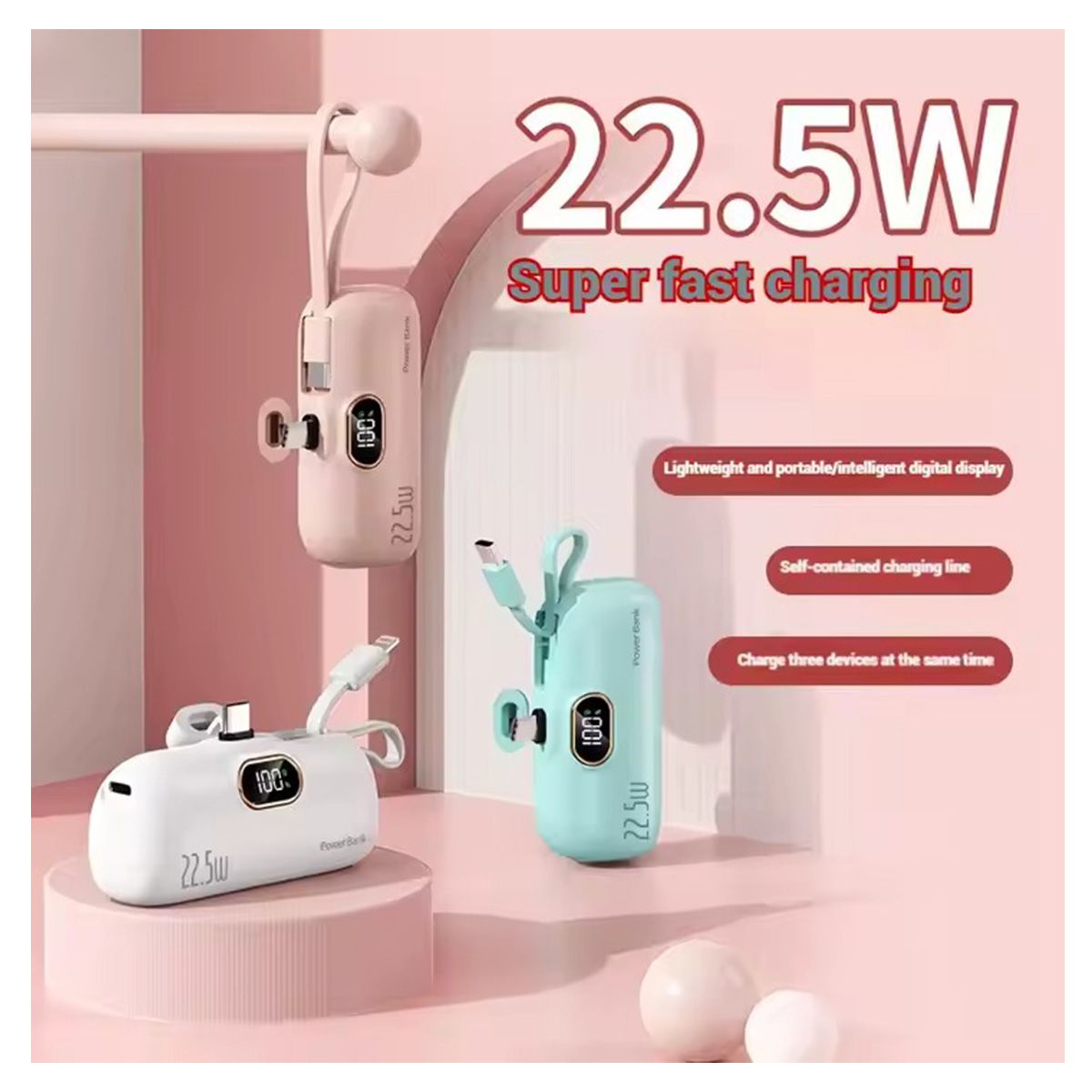 GENERICO - POWER BANK MINI DIGITAL 5000 MAH