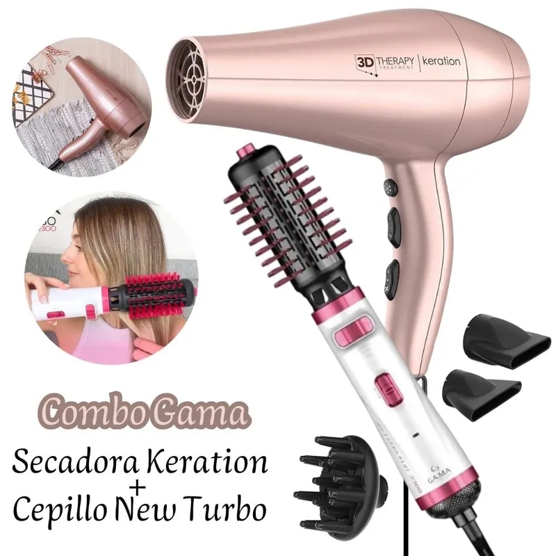 GAMA - Combo Secadora Gama Keration+Cepillo Secador Gama New Turbo Anti-frizz