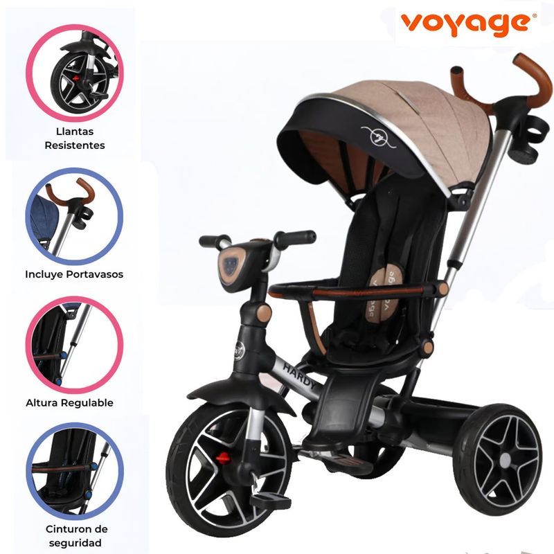 VOYAGE - Triciclo Guiador Reversible 360° «HARDY» Beige