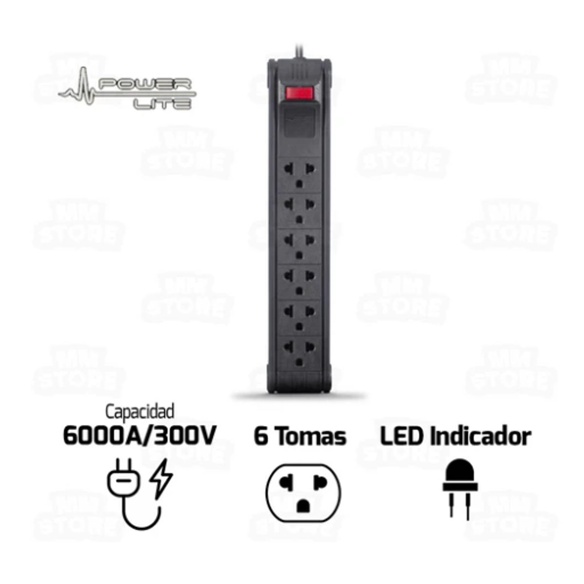 Supresor De Picos PLI560-300 Antiflame 6SMixta 3M 18Awg POWER LITE, marca POWER LITE - Foto Principal