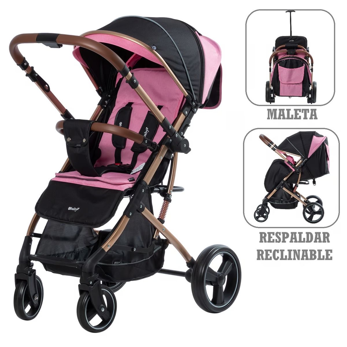 EBABY - coche de paseo Rudi tipo maleta Ebaby EB119 Rosado