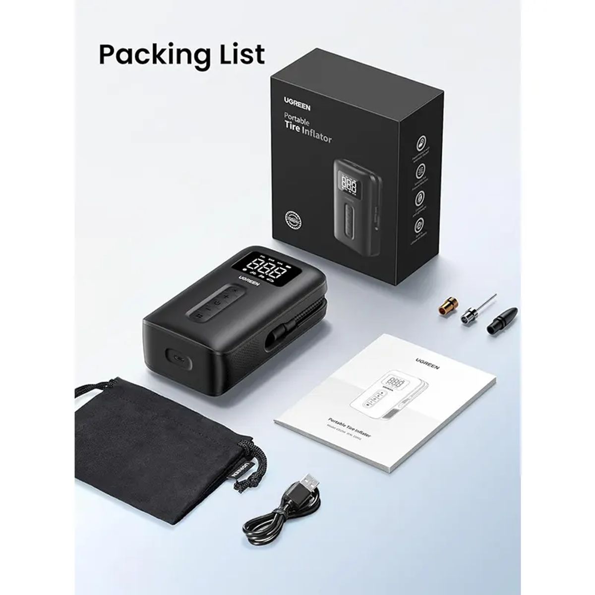 UGREEN - Inflador Portátil UGREEN de Neumáticos CD259