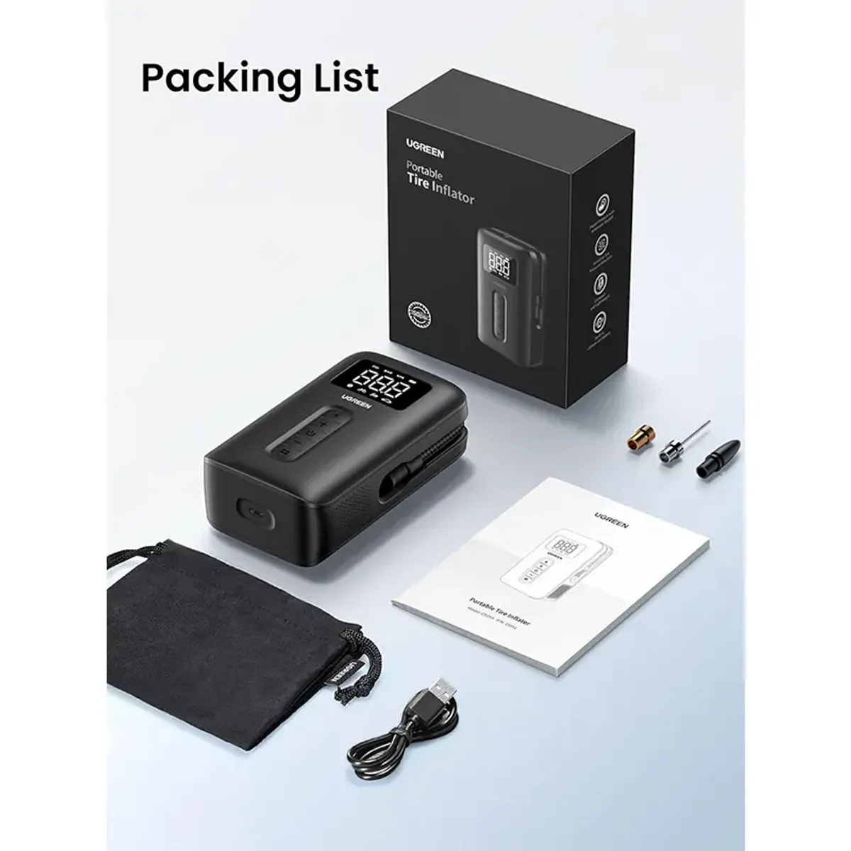UGREEN - Inflador Portátil UGREEN de Neumáticos CD259