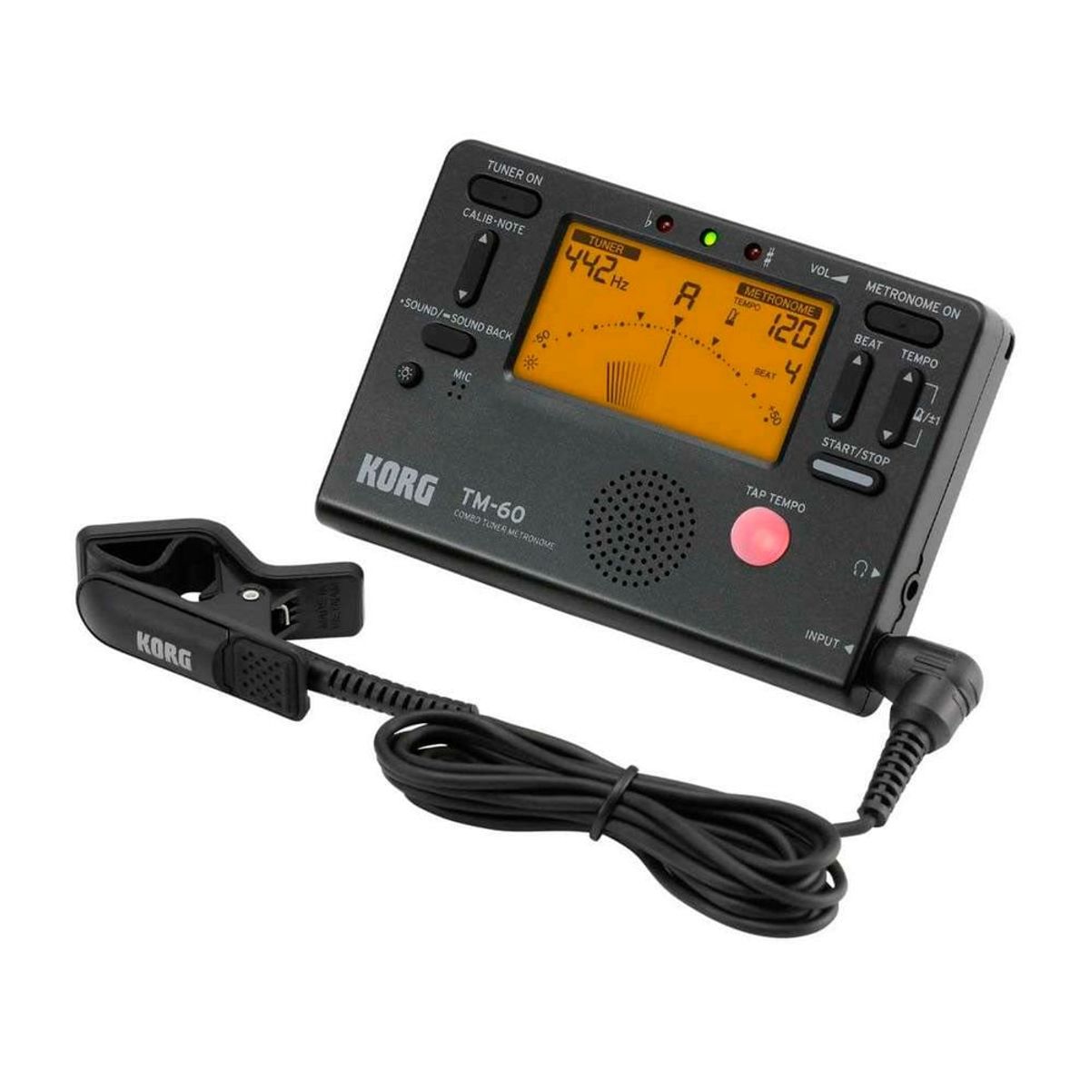 KORG - Metrónomo Con Afinador + Micrófono Negro TM-60C-BK