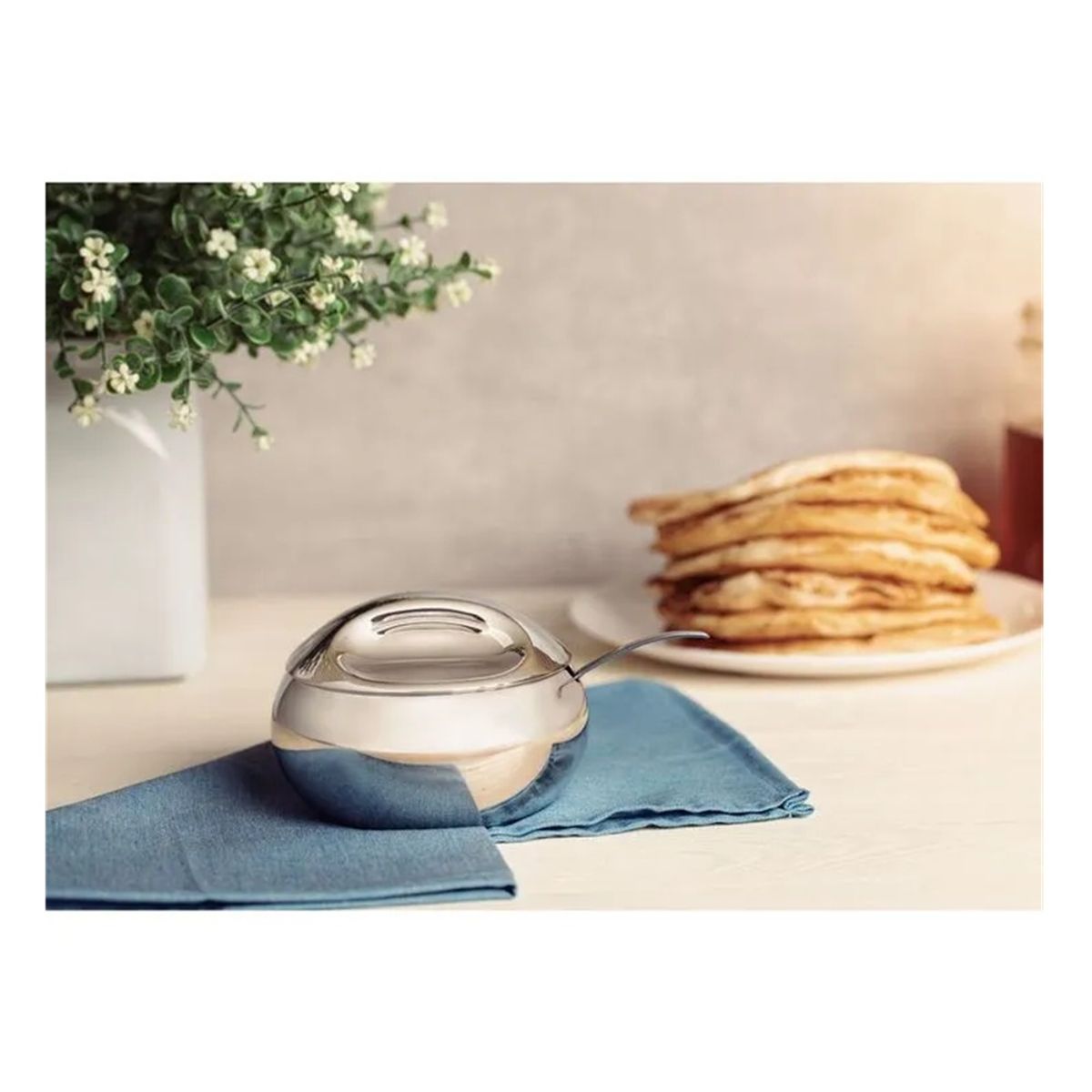 TRAMONTINA - Azucarero Tramontina de acero inoxidable C/Cucharita 300 Tramontina