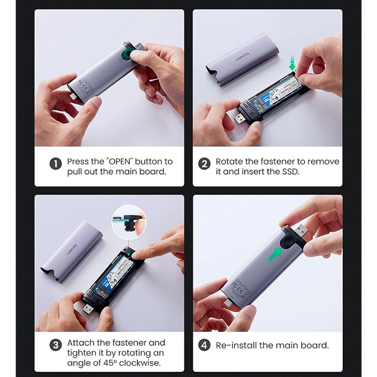 UGREEN - Carcasa UGREEN SSD NVMe M2 Conector USB-AUSB-C CM353