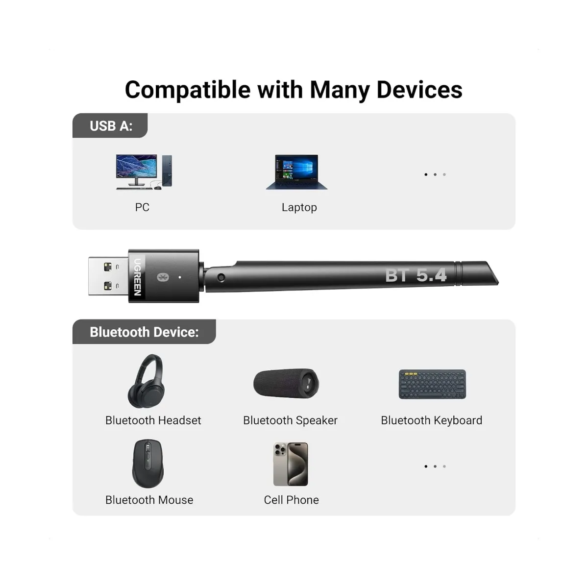 UGREEN - Adaptador Bluetooth 5.4 USB para PC UGREEN