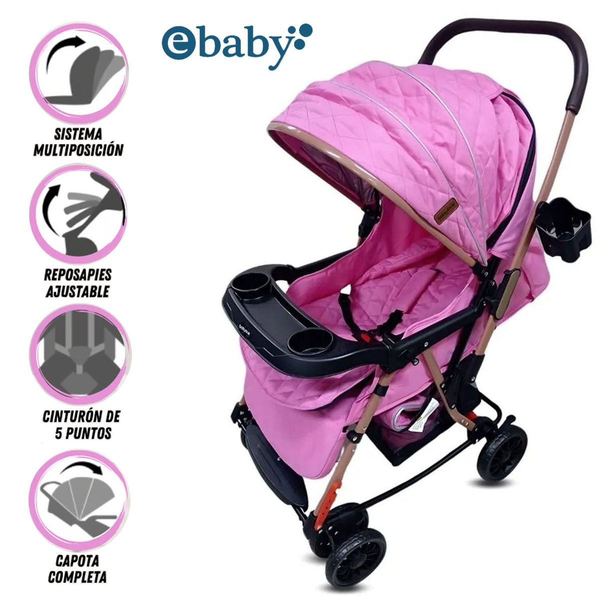EBABY - Coche Mecedora de Lujo «SEULGI» Dark Pink