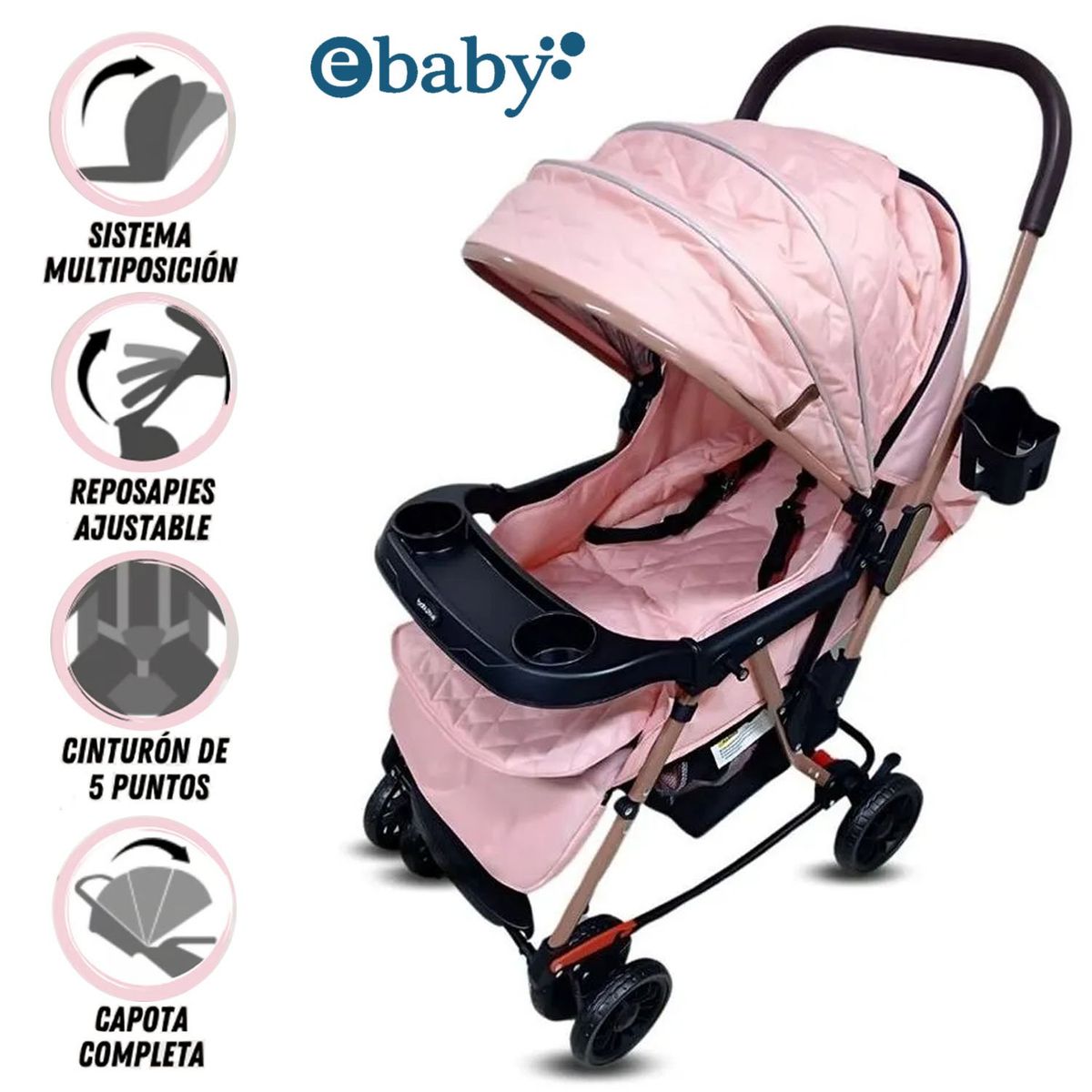 EBABY - Coche Mecedora de Lujo «SEULGI» Pink
