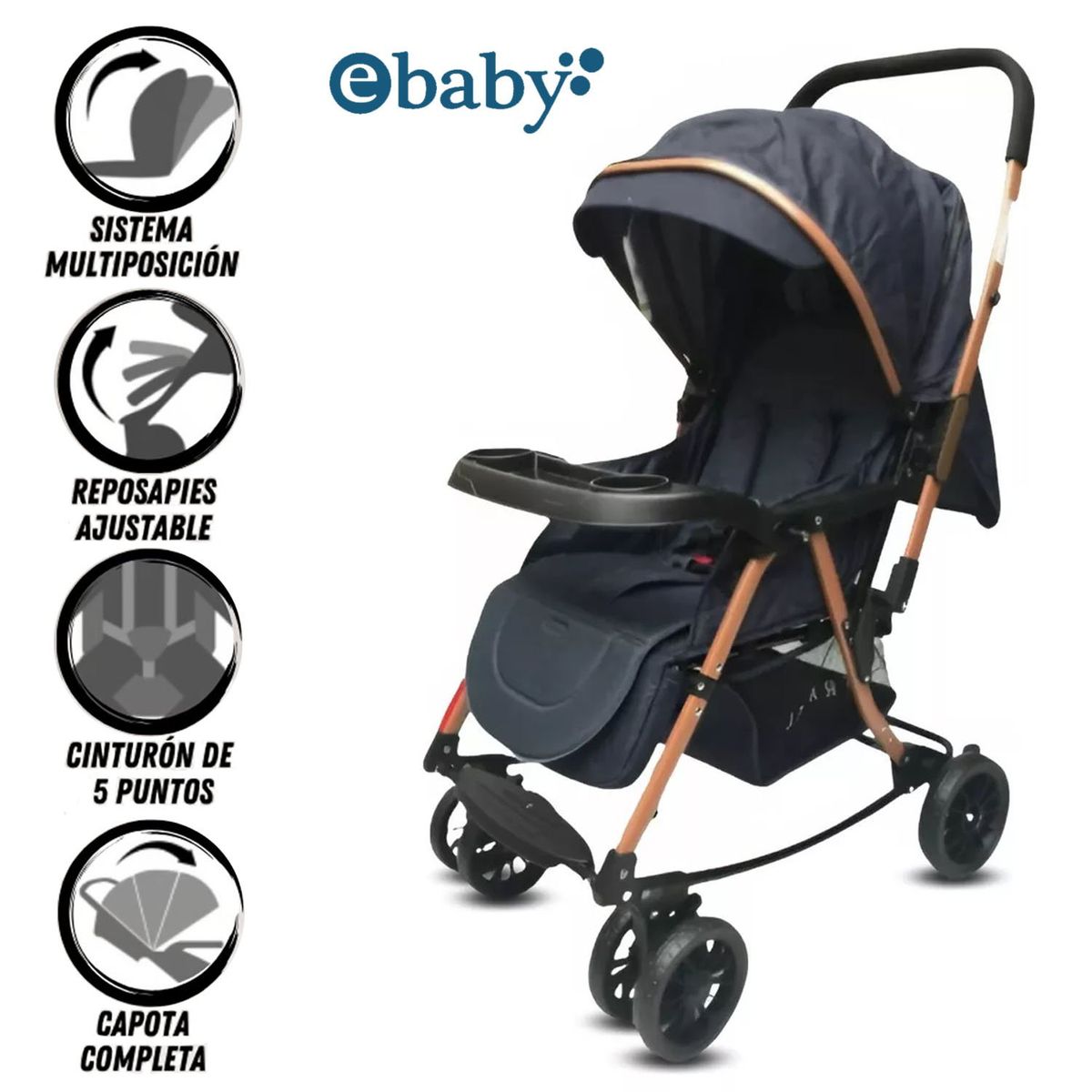 EBABY - Coche Mecedora de Lujo «SEULGI» Black