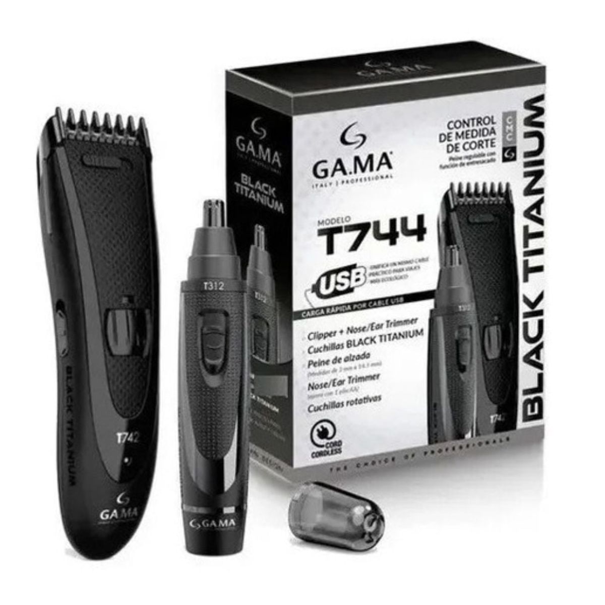 GAMA - Trio Gama Secadora Profesional Tempo Negro 3D - Plancha Alisadora Blue Titanio 3D Dig - Maquina Black