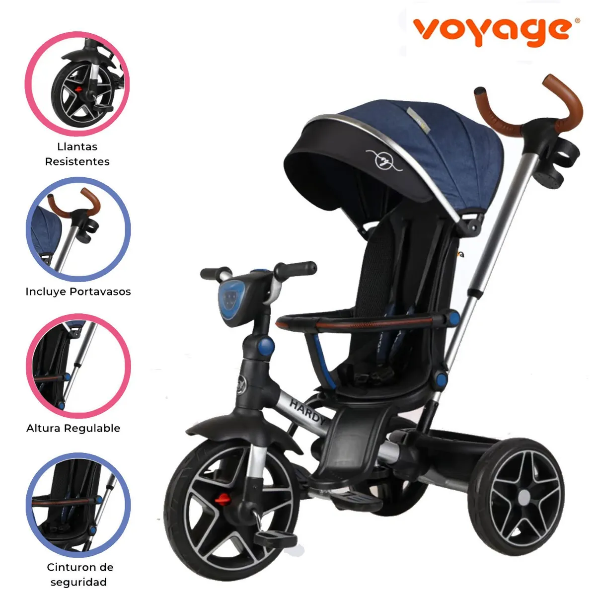 VOYAGE - Triciclo Guiador Reversible 360° «HARDY» Blue