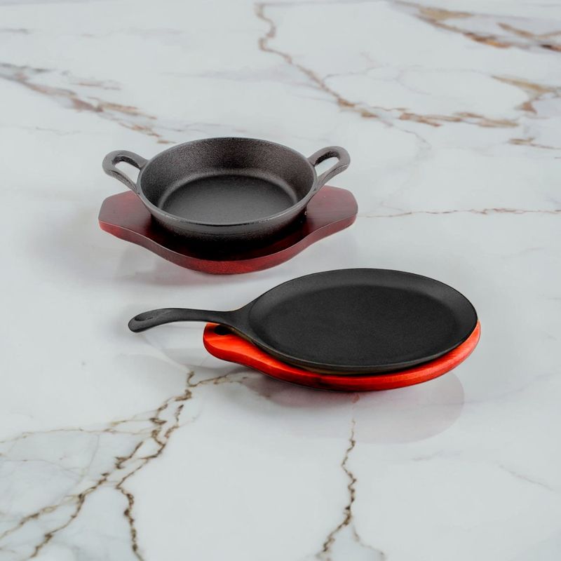 LUGANO - Pack lugano - paila 18cm & plancha 24cm oval - con base de madera cu