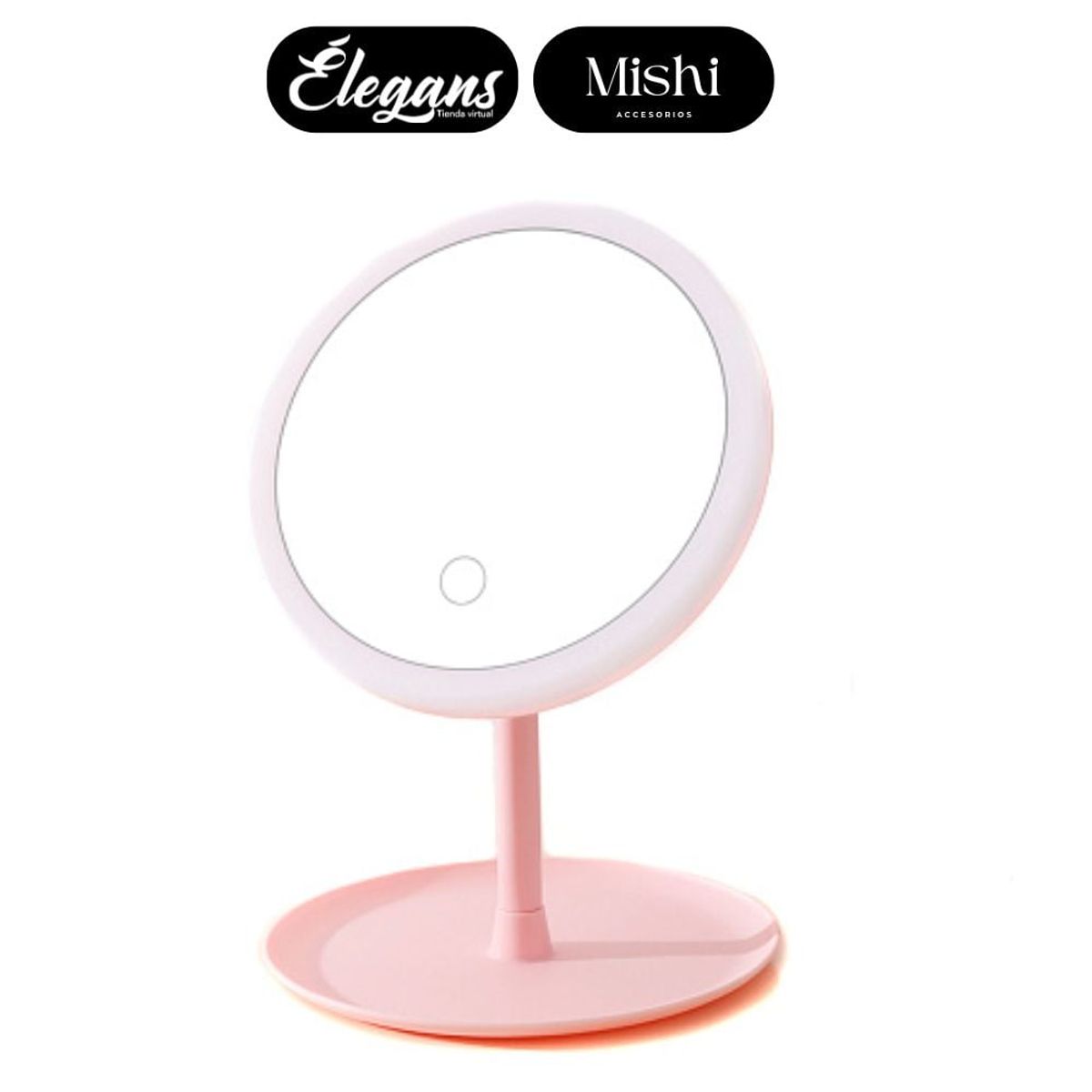ROMAX - Espejo con luz led color rosado RS10783 Élegans