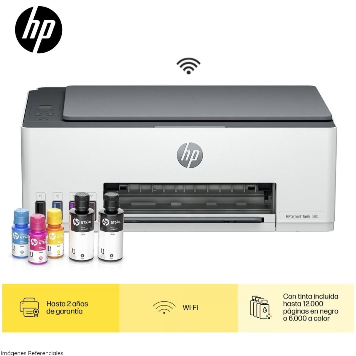 HP - Impresora HP Multifuncional Smart Tank 580 Blanco