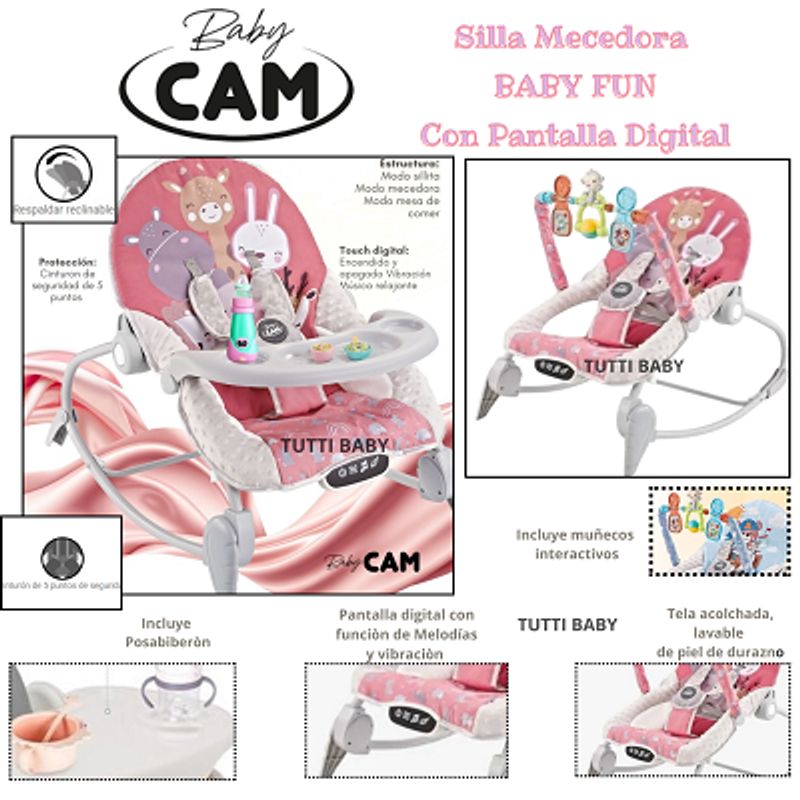 CAM - SILLA MECEDORA MULTIFUNCIONAL  ROSADO + OBSEQUIO PLATITO Y 1 BOLSA DE LEGOS