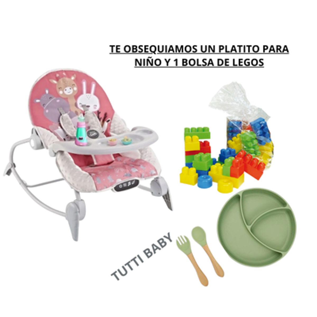CAM - SILLA MECEDORA MULTIFUNCIONAL  ROSADO + OBSEQUIO PLATITO Y 1 BOLSA DE LEGOS