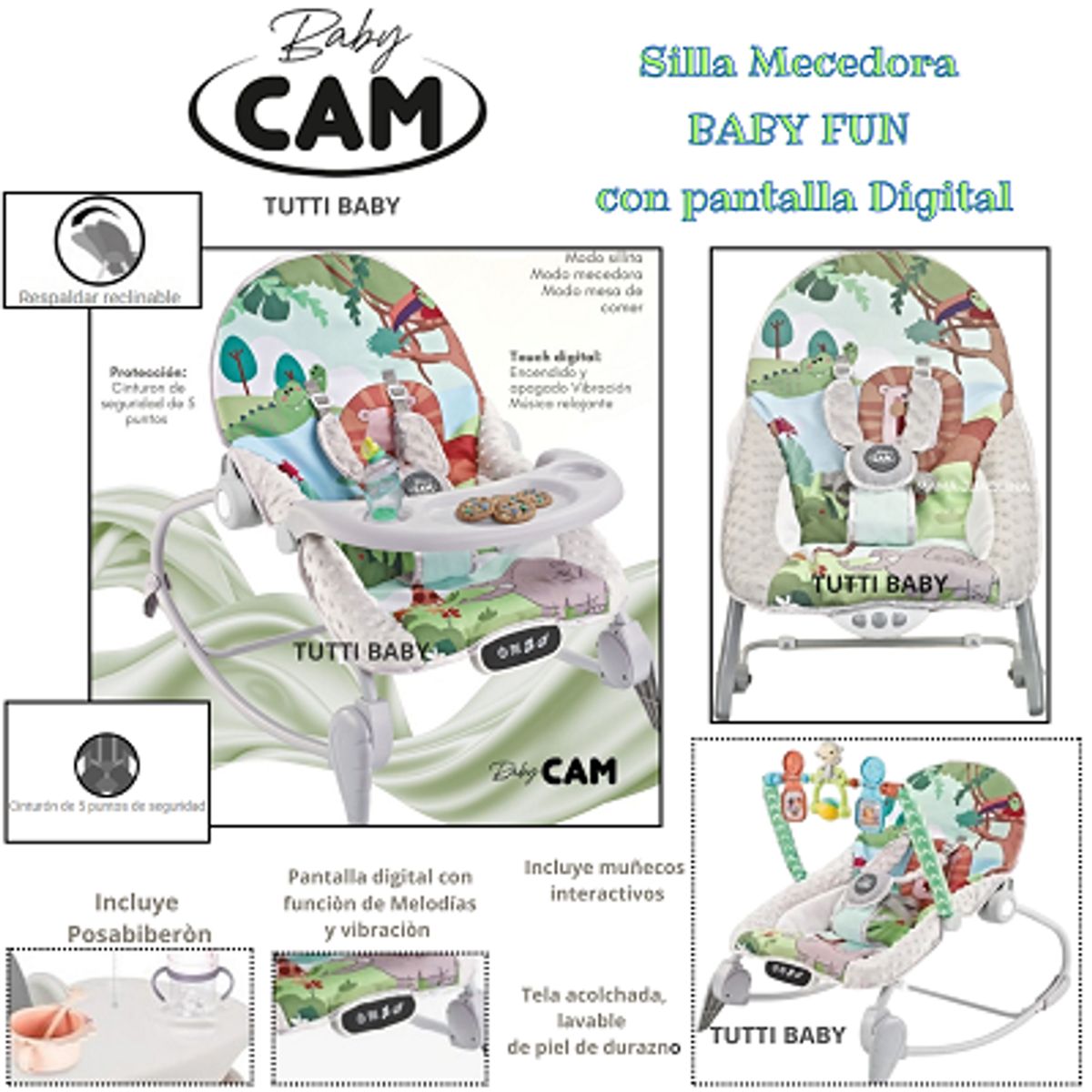 CAM - SILLA MECEDORA MULTIFUNCIONAL  VERDE + OBSEQUIO PLATITO Y 1 BOLSA DE LEGOS