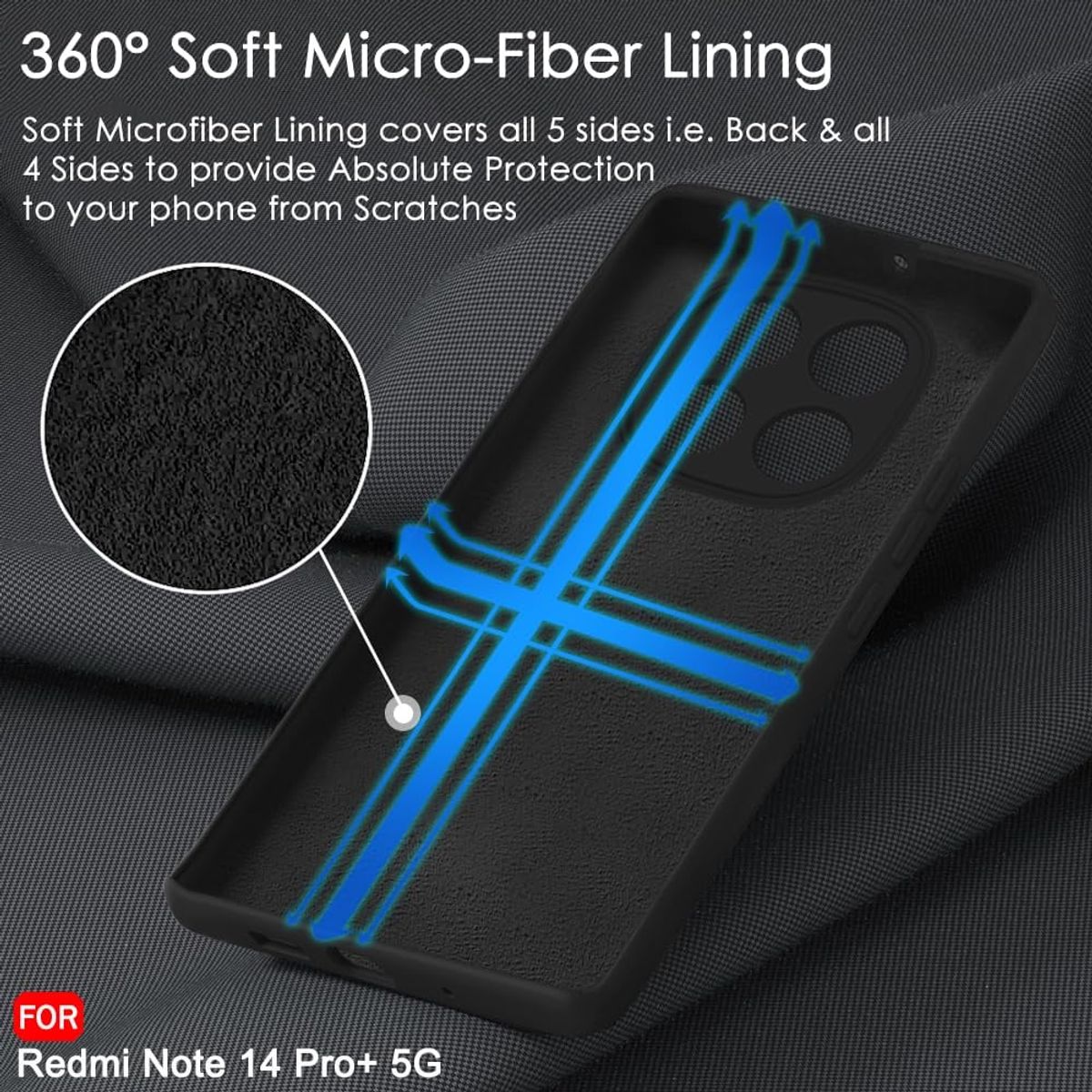 GENERICO - Case Silicona Para Redmi Note 14 Pro Plus 5G-Negro