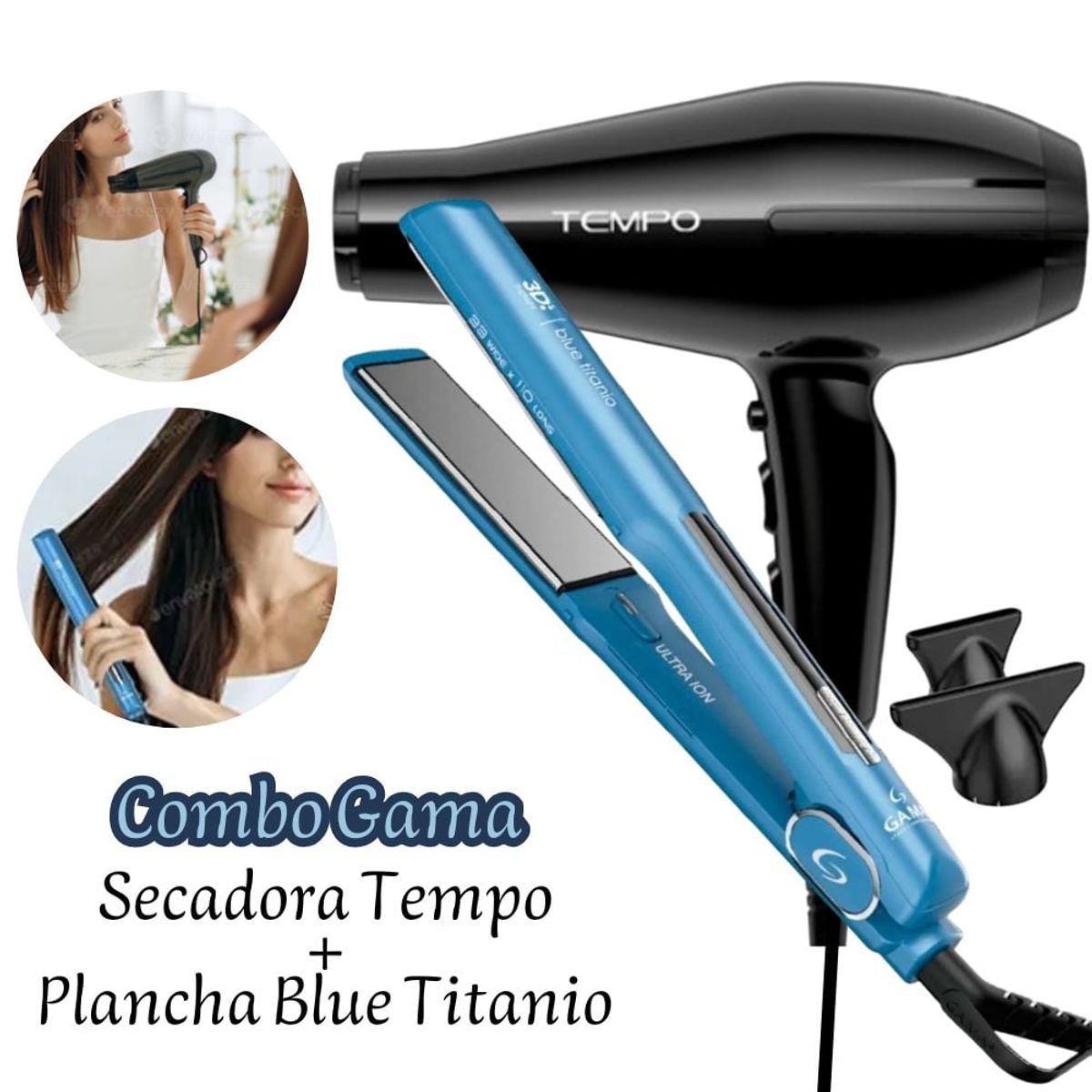 GAMA - Combo Plancha Gama Titanium Dig + Secadora Gama Tempo