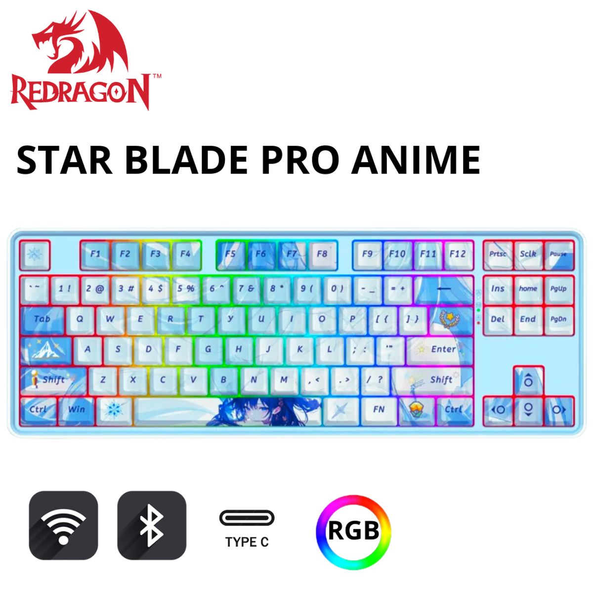 REDRAGON - Teclado Redragon STARD BLADE RGB-PRO Wireless English K707AK