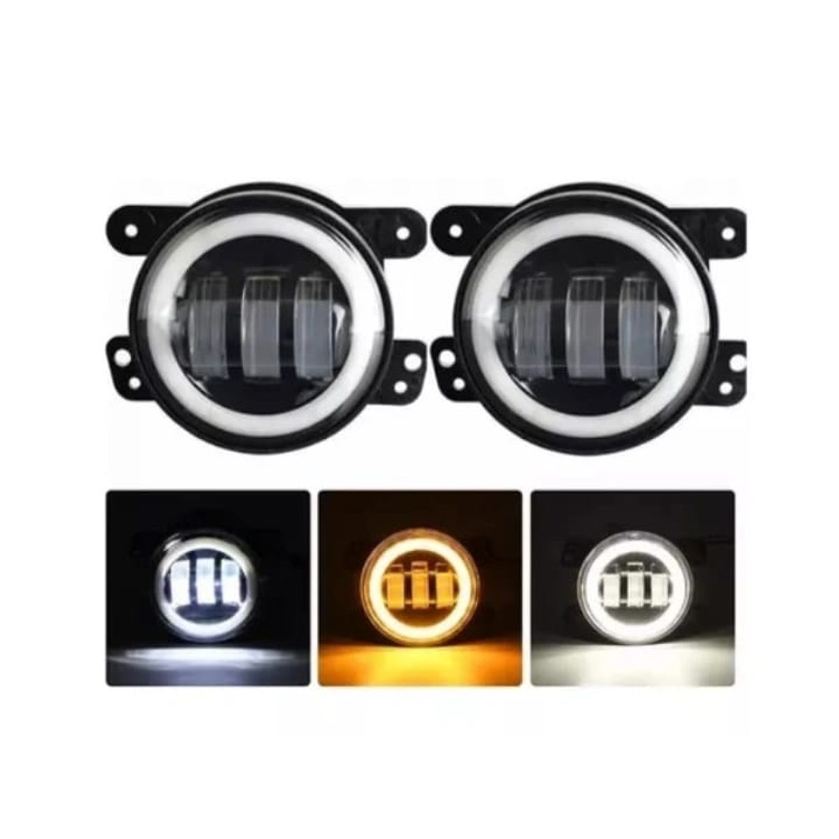 GENERICO - Par Faros Antiniebla Led 3.5 Pulgadas LUZ Y AUREOLA DUAL 27W