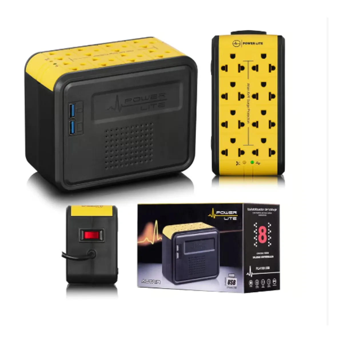 POWER LITE - Estabilizador ALTAIR AVR PLI1100 1100VA/550W 8 SALIDAS POWER LITE