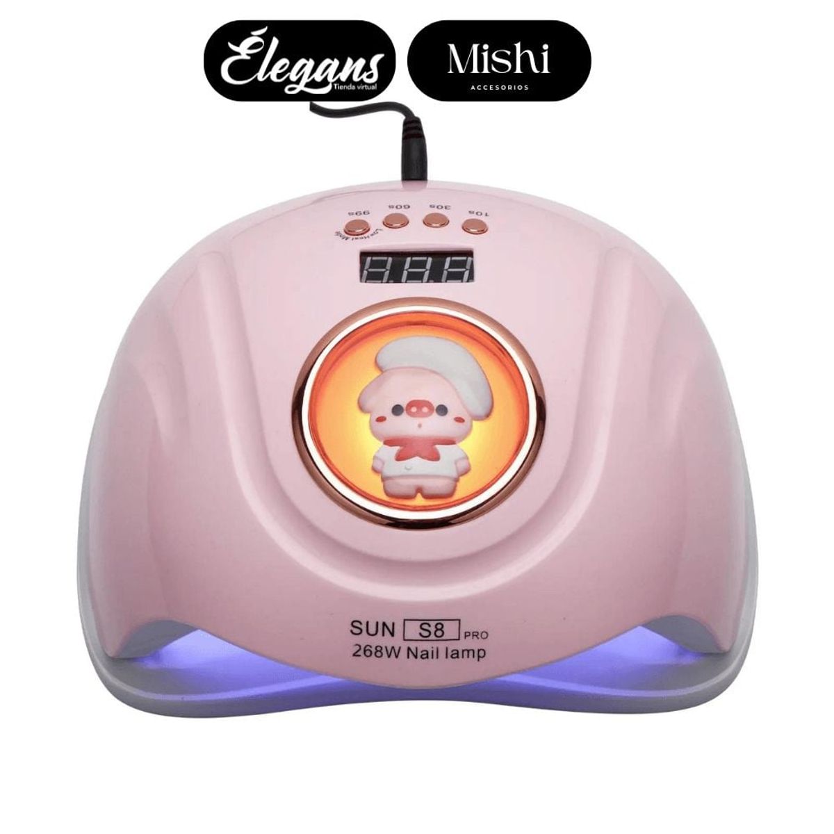 ROMAX - Lampara secador de uñas color rosado SUN S8-1 Élegans