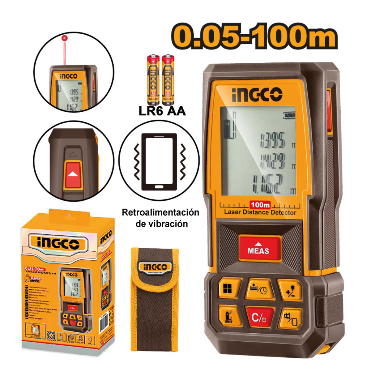 INGCO TOOLS - MEDIDOR DE DISTANCIA LÁSER INGCO 100M HLDD1008