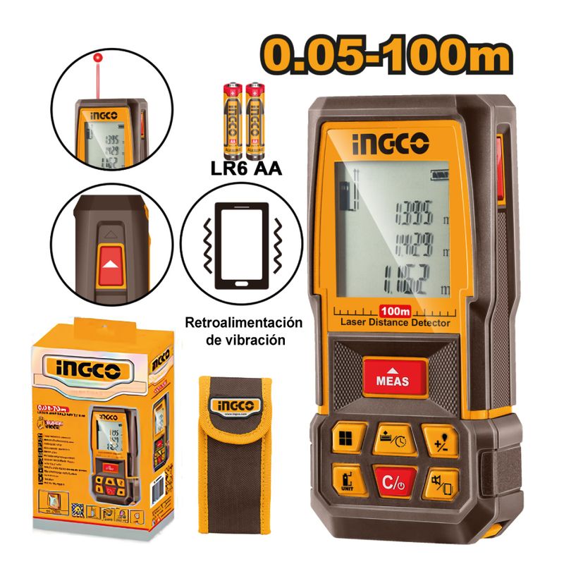 INGCO TOOLS - MEDIDOR DE DISTANCIA LÁSER INGCO 100M HLDD1008