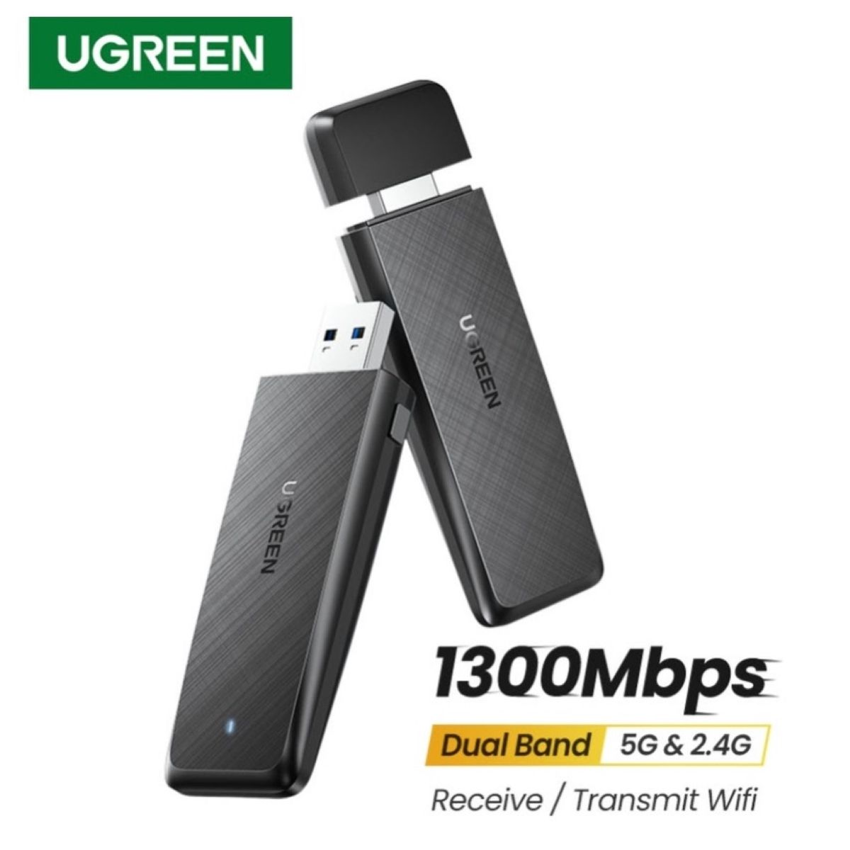 UGREEN - Adaptador WiFi USB 1300Mbs Dual Banda 5Ghz  24Ghz UGREEN