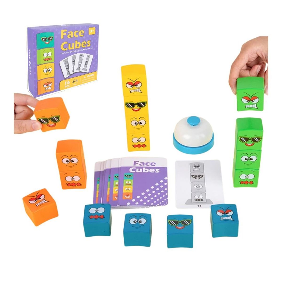 GENERICO - Juego Didáctico Puzzle Cubos Caritas de Emociones para Niños