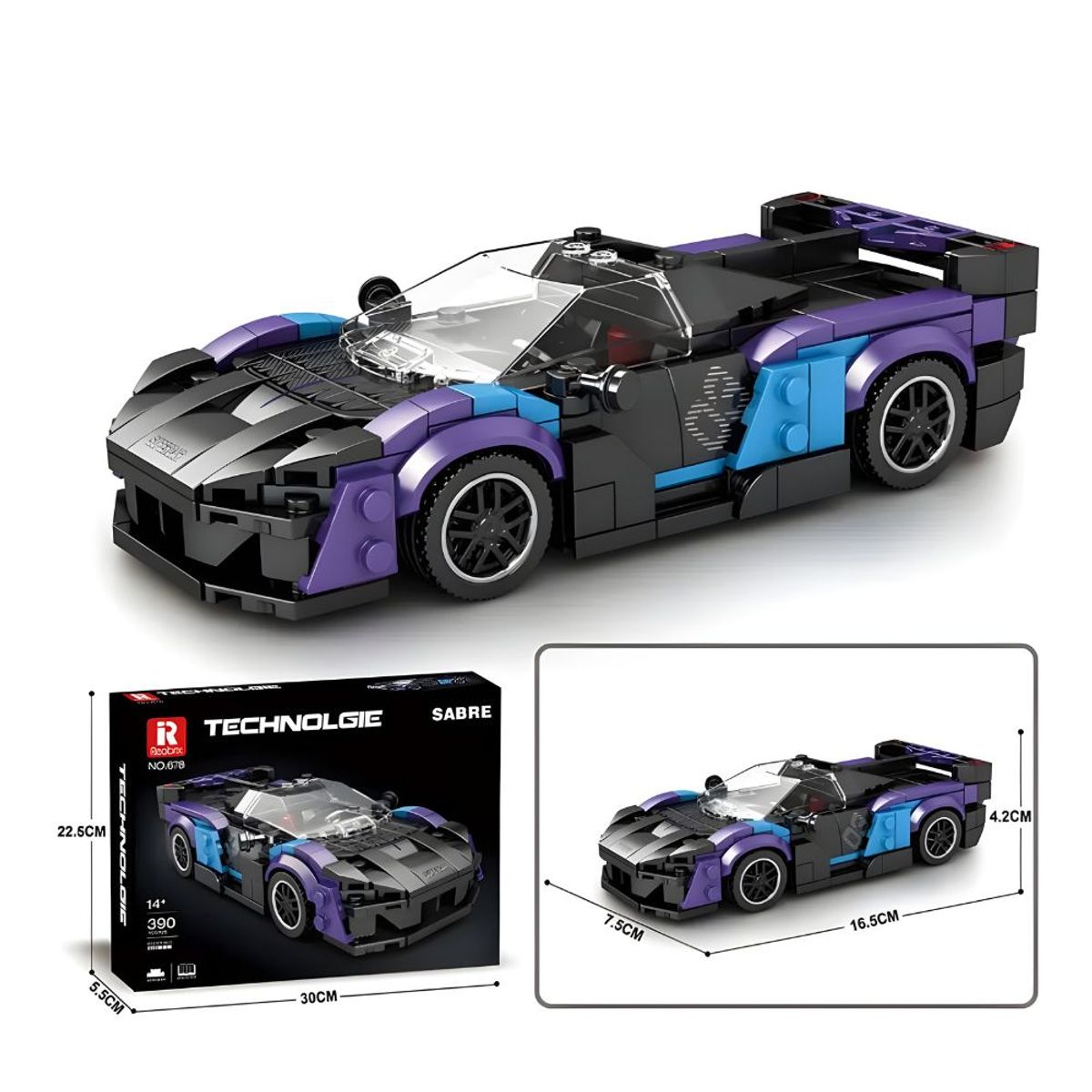 GRUPO CB - Bloques de Construcción Auto de Carrera Modelo Sabre 390 pzs