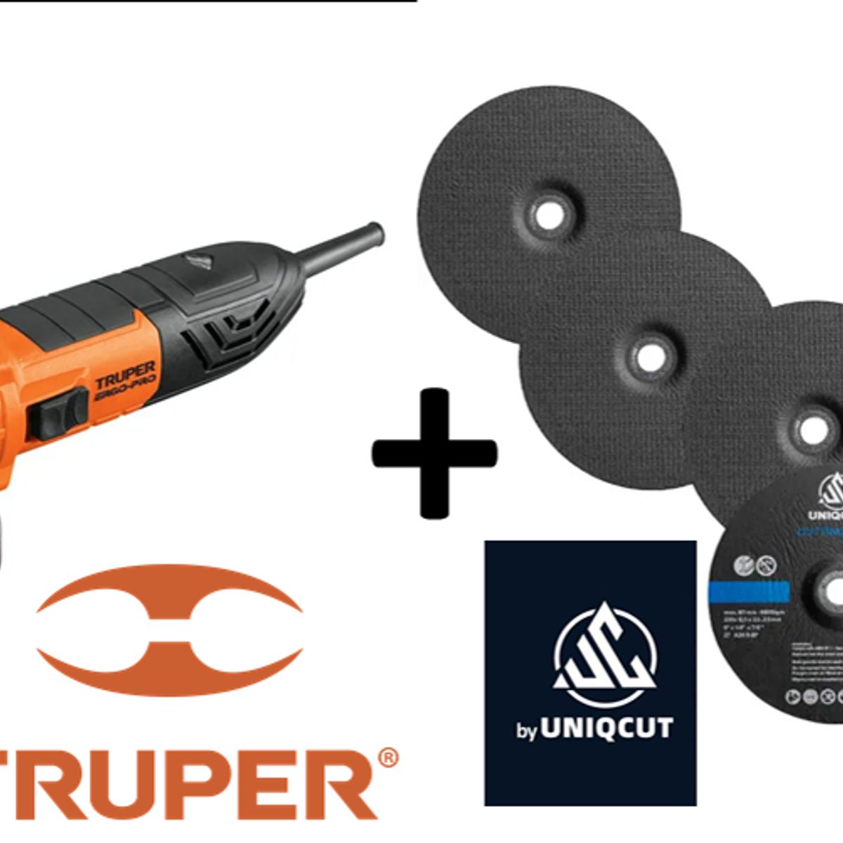 TRUPER - Esmeriladora angular 4-1/2" ERGO PRO 800W + 10 Discos desbaste UNIQCUT