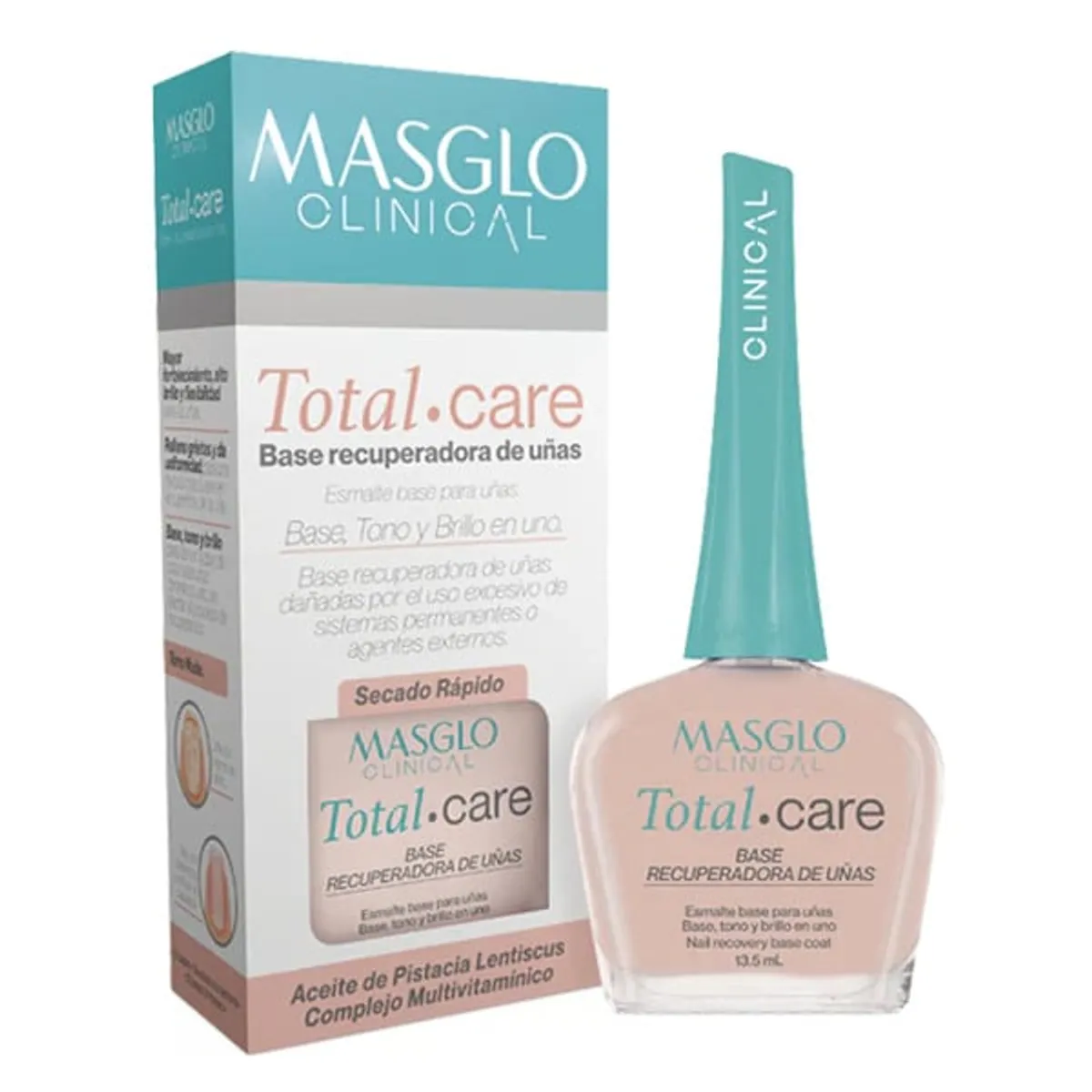 MASGLO - Masglo Clinical Total Care - Base Recuperadora Nude de Uñas Maltratadas 13,5 ML