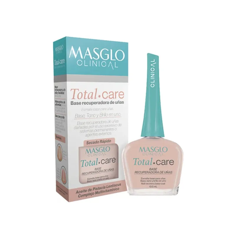 MASGLO - Masglo Clinical Total Care - Base Recuperadora Nude de Uñas Maltratadas 13,5 ML