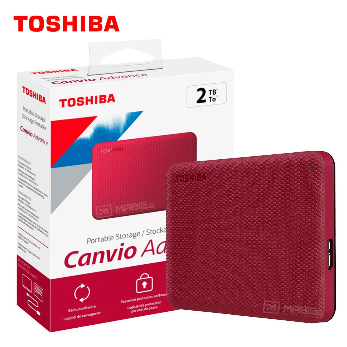 Toshiba - Disco Duro Externo Toshiba Canvio Advance 2TB - Rojo - Portátil