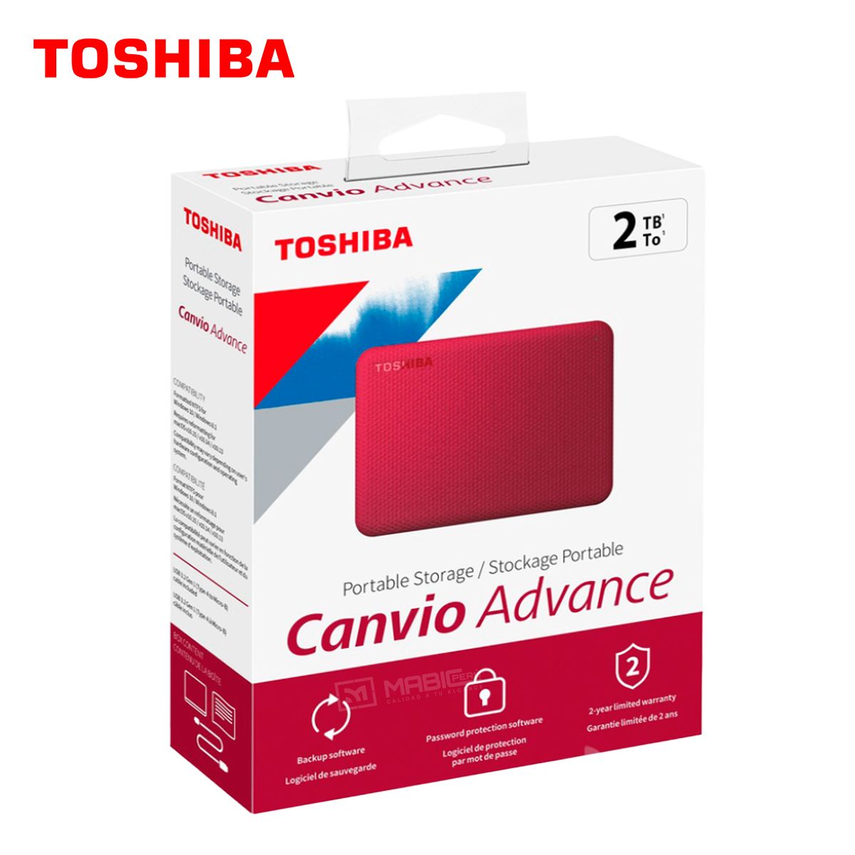 Toshiba - Disco Duro Externo Toshiba Canvio Advance 2TB - Rojo - Portátil