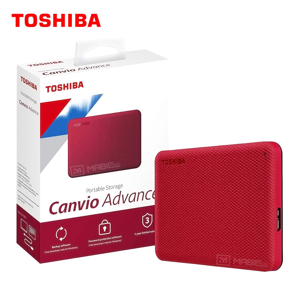 TOSHIBA - Disco Duro Externo Toshiba Canvio Advance 1TB - Rojo - Portátil