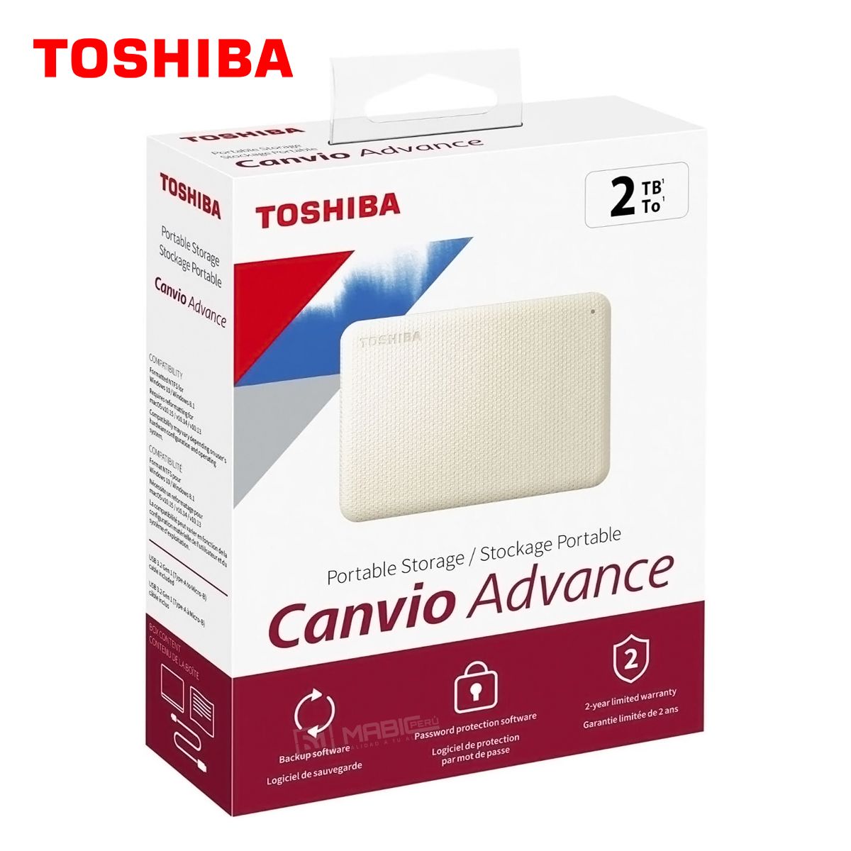 TOSHIBA - Disco Duro Externo Toshiba Canvio Advance 2TB - Blanco - Portátil